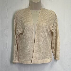 Anthropologie - Akemi + Kim Cream Beige Open Knit Quarter Sleeve Cardigan Small